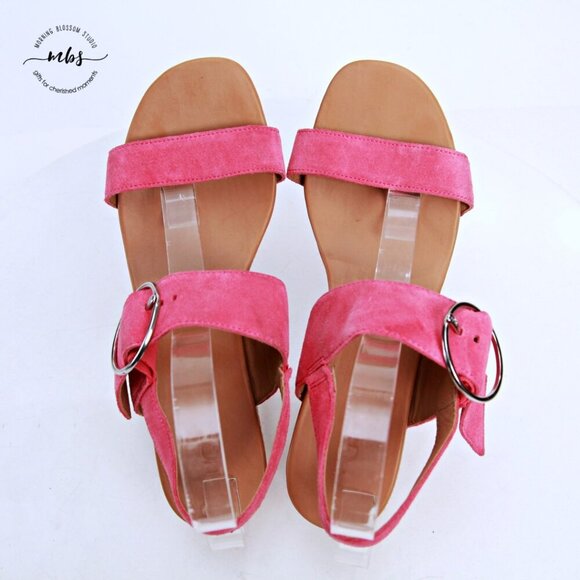 NWT UGG April Suede Espadrille Platform Sandals Pink Women US 11 EU 42 - Picture 10 of 12